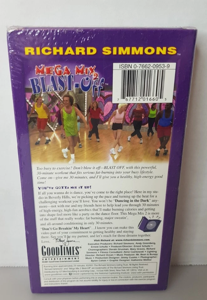 2001 Sealed VHS Richard Simmons Mega Mix 2 Blast-Off good times entertainment  Foto 2 de 4