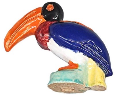 Handgefertigte Keramik-Tukanfigur   Farbenfrohes Vintage-Kunstwerk