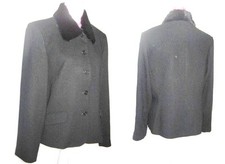 Harold's Vintage Black Jacket Blazer Warm Evening With Mink Fur Collar Size 12