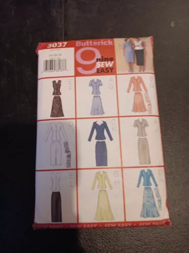 Butterick Sewing Pattern 3037 Size 14,16,18 Tops, Bottoms, Shirts, Skirts 