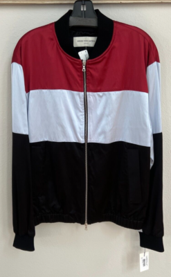 DRIES VAN NOTEN Men's Vickers Shiny Satin Bomber Jacket In Red