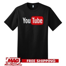 YOUTUBE BLACK T-SHIRT You Tube Tech Shirt Tee Channel Video Upload Logo U