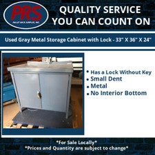 Used Gray Metal Storage Cabinet with Lock - 33" X 36" X 24"