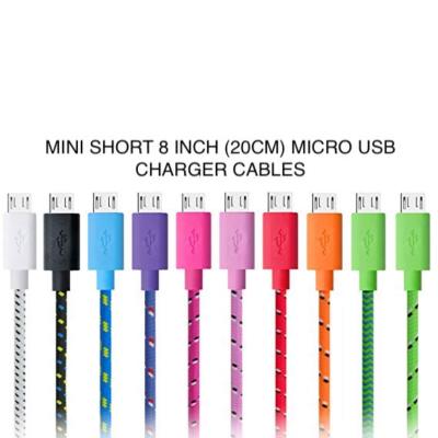 8'' SHORT MINI MICRO USB Braided charger Data Cable FOR Samsung Galaxy s6+ s7 LG