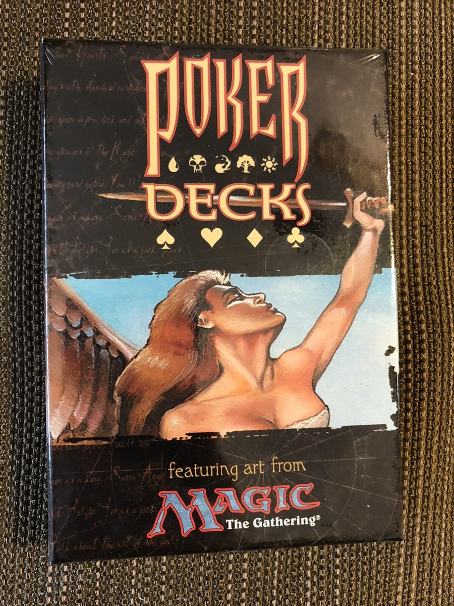 mtg poker cards MTG POKER DECK FACTORY SEALED (2) 52 PLAYING CARD DECKS 1998 FREE SHIPPING