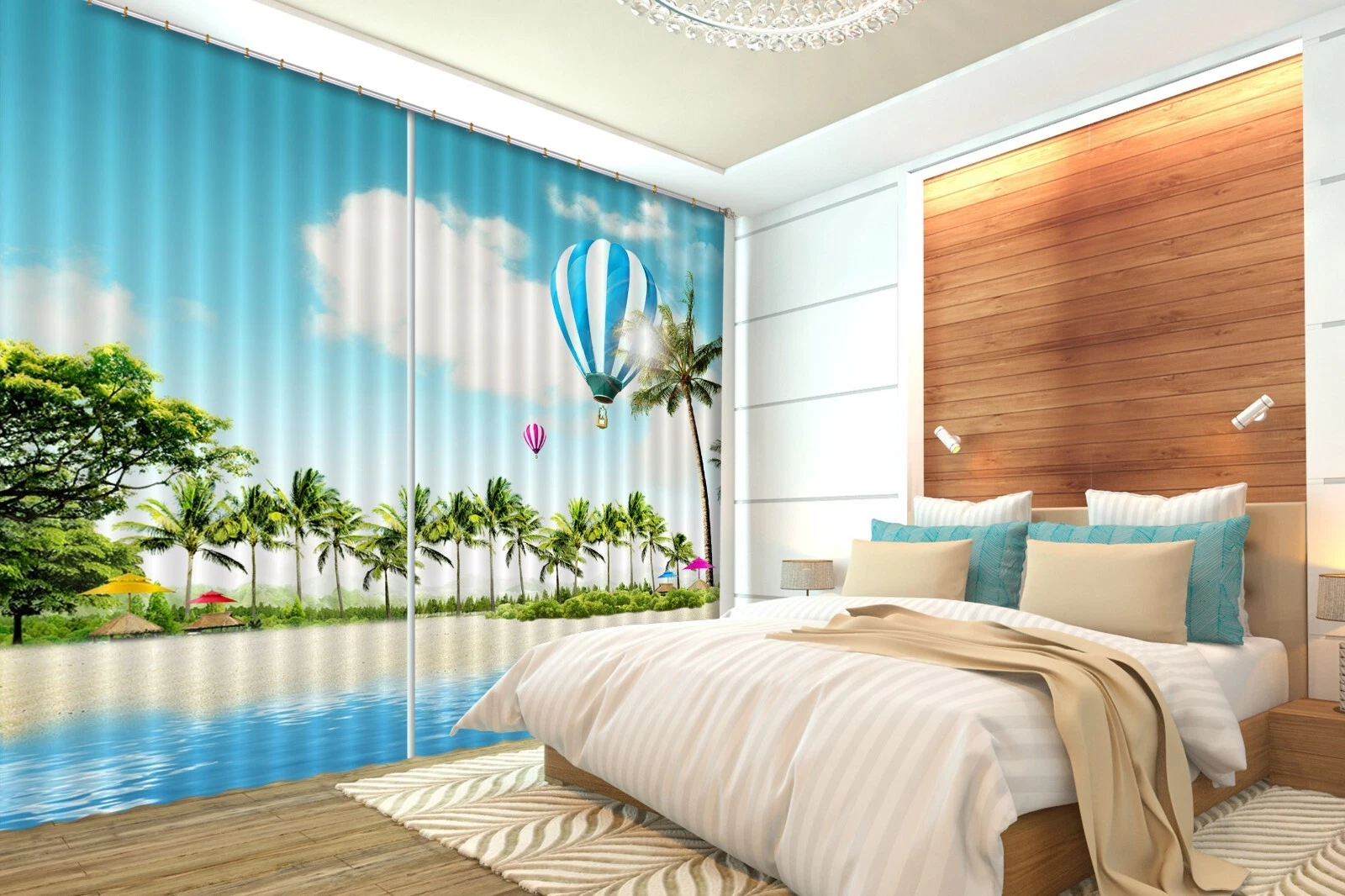 3D Beach Balloon Tree ZHUB992 Photo Curtain Window Blockout Fabric Amy 2023