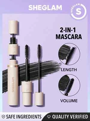 Sheglam Lash Besties 2 en 1 Máscara Voluminizador Larga Duración Doble Cabeza Cepillo