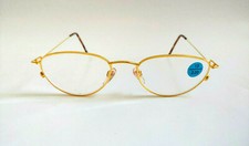 Vintage 90's Nickel Silver Tear Drop Metal Reading Glasses 3.00 S.Gold 