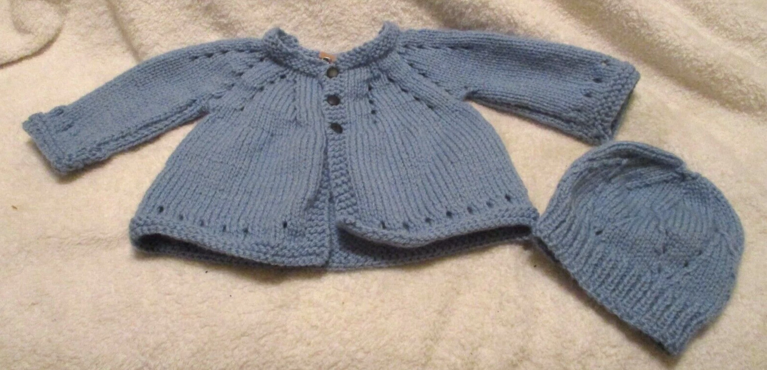 Infants~Knitted Sweater & Hat~Size 0-3 Months~Handcrafted
