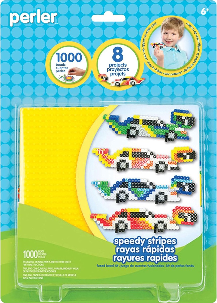 Perler 1000 Bead Speedy Stripes Race Cars Kit #80-62866