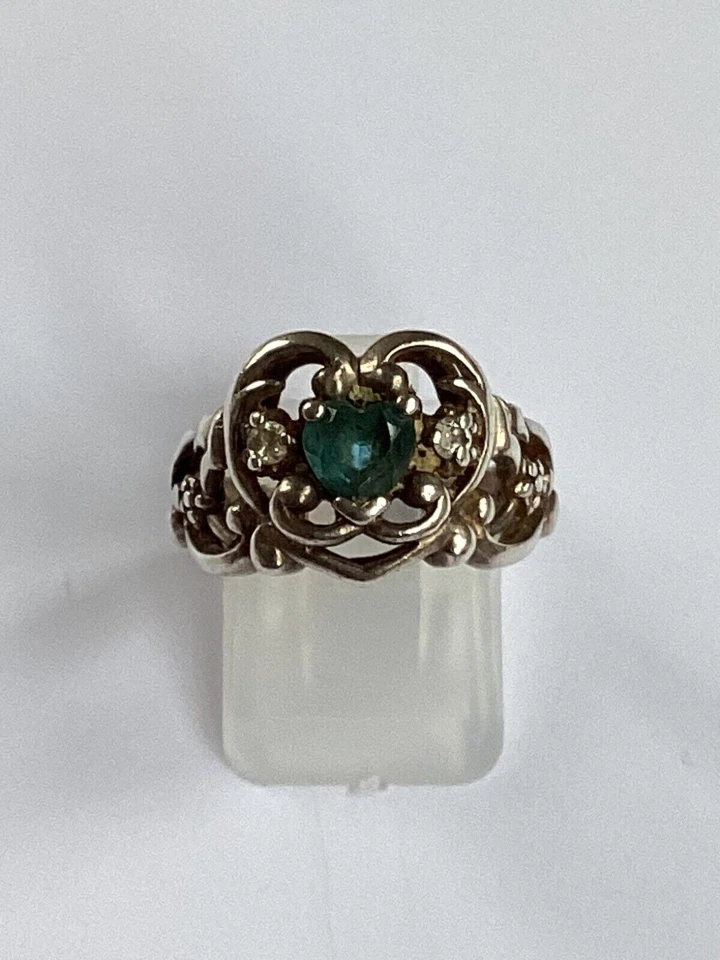 Antico anello vintage anni '50 in argento sterling fluorite misura UK L US 6 ... - Immagine 2 di 4