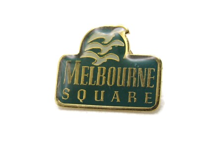 Vintage Melbourne Square Mall Pin Florida Lapel Hat Badge Green Gold Bird Wave
