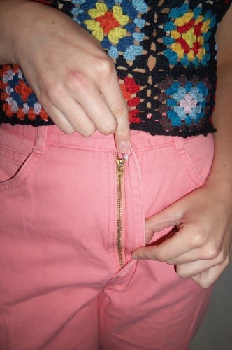 Vintage 80s Talbots High Waist Skinny Leg Coral Pink Cotton Jeans 6 - Picture 10 of 12