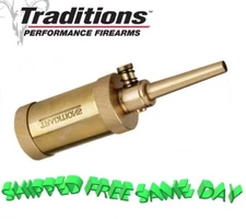 A1292 Traditions Solid Brass Black Powder Field Flask  2-1/2oz Capacity  New!