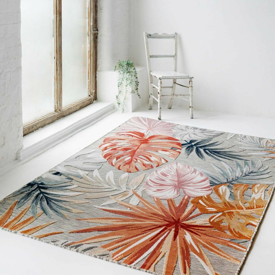 New Summer Outdoor Rugs Fun Tropical Multicolour Durable Garden Patio ...