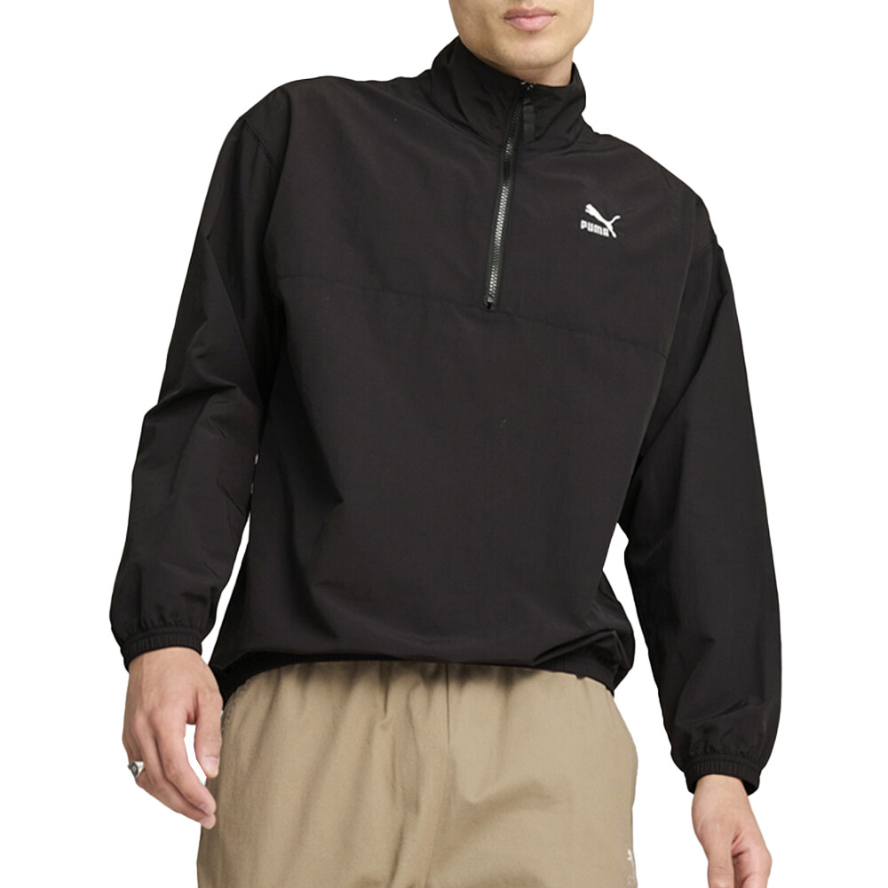 Классический пуловер Puma в непринужденном стиле из плотной ткани на молнии, мужской черный повседневный спортивный костюм