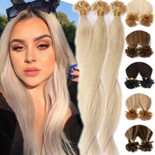 Nail U-Tip Pre Bonded Keratin Fusion Remy Human Hair Extensions Highlight Blonde