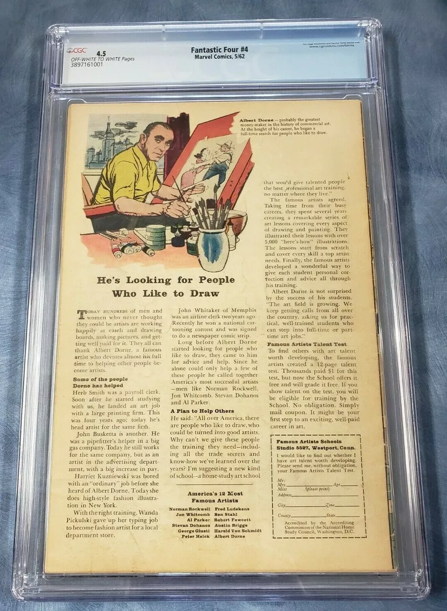 FANTASTIC FOUR #5 CGC 6.0 CR/OW PAGES