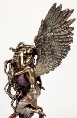 12'' IMPOSSIBLE LOVE Mermaid and Angel Lovers Statue Bronze Finish Selina Fenech