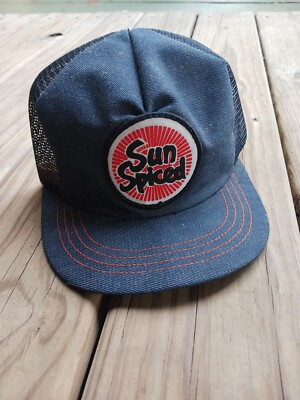 VTG 80s Sun Spiced Idaho Potatoes Denim Mesh Snapback Truckers Hat GIFT FOR HIM