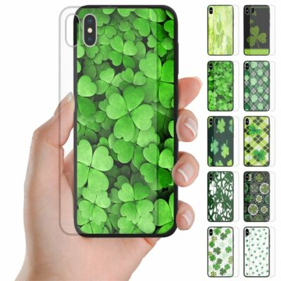 For Huawei Series Shamrock Print Tempered Glass Back Case Mobile Phone Cover #1