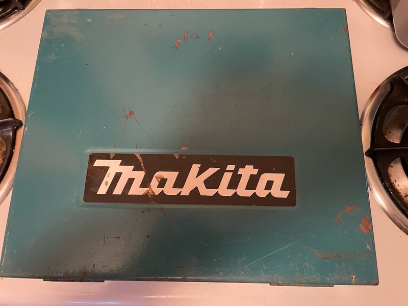 Vintage Makita Metal Drill Case Steel Case . 11 3/4” L X  9 3/4” W X  3” D. Used