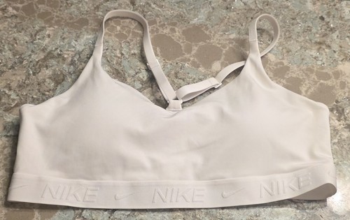 Indy Light Support Padded Adjustable Sports Bra Nike Size Lg White Athleisure 