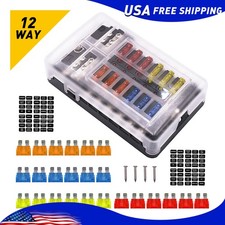12-Way Auto Blade Fuse Box Block Holder with LED Indicator For 12V 24V Car Boat