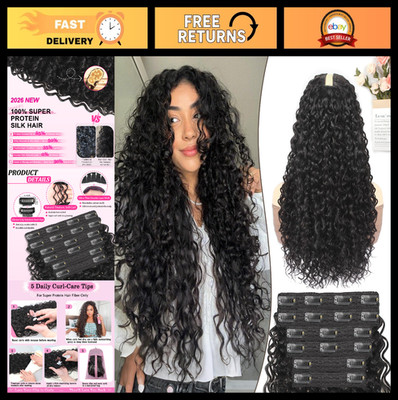 6 Pcs 22'' Curly Clip-In Hair Extensions, Realistic Protein Fiber, Natural Look