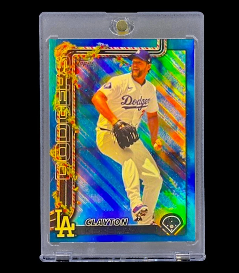 CLAYTON KERSHAW RARO REFRACTOR AZUL ARCO IRIS HOLO Navidad No Automático - DODGERS Foto 2 de 4