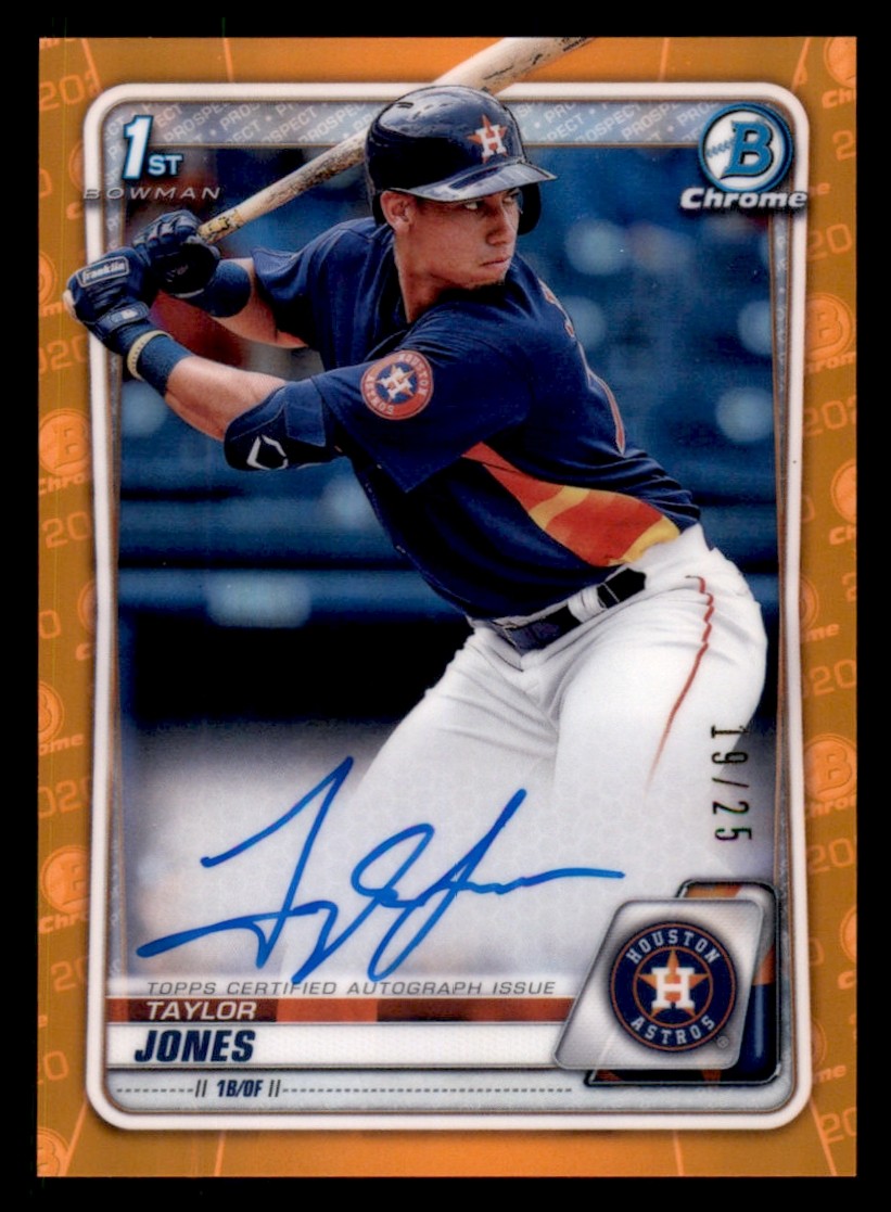 2020 Bowman Chrome Prospects Taylor Jones Auto /25 Orange Refractor RC CPA-TJ