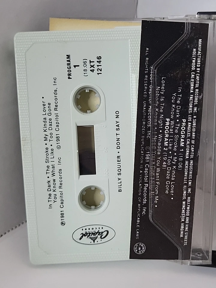 Don’t Say No - Billy Squier (Cassette, 1981, Capitol Records)   Foto 3 de 3