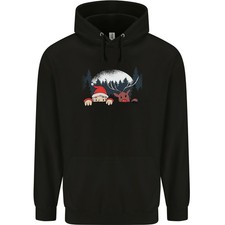 Santa  Rudolf Peeking Funny Christmas Xmas Childrens Kids Hoodie