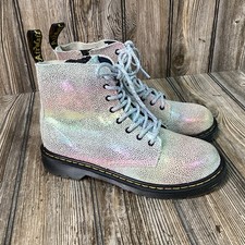 Dr Doc Martens Womens Iridescent Rainbow Lace Up Pascal Combat Boots Size 6 US