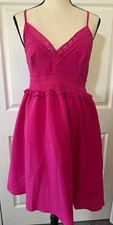 SHEIN Pink Lace Trim V-Neck Strappy Sleeveless Mini Dress Women’s Size S