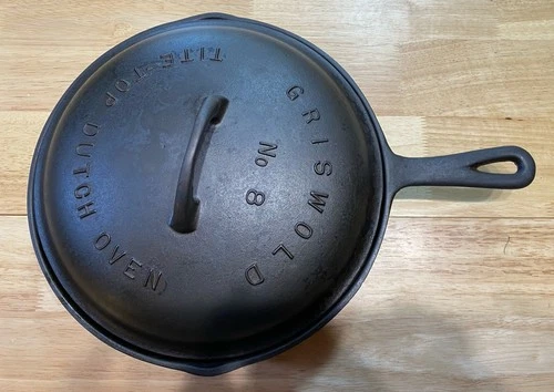 Vintage Griswold No.8 Tite-Top Cast Lid With 8A Skillet