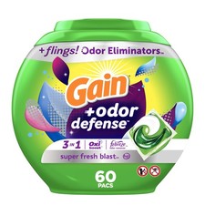 Gain Flings Laundry Detergent Pacs with Odor Defense, 60 60 Count Pack of 1 