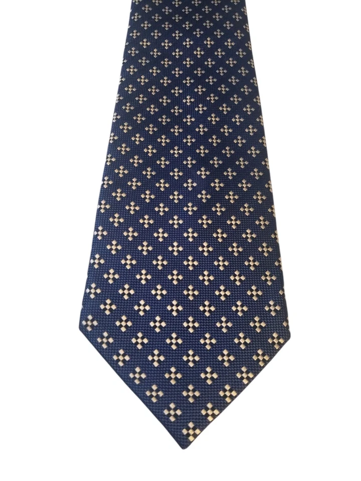 Corbata Charles Tyrwhitt Para Hombre Diseñador Lujo Azul Marino Blanco Negro Geométrica Foto 2 de 4