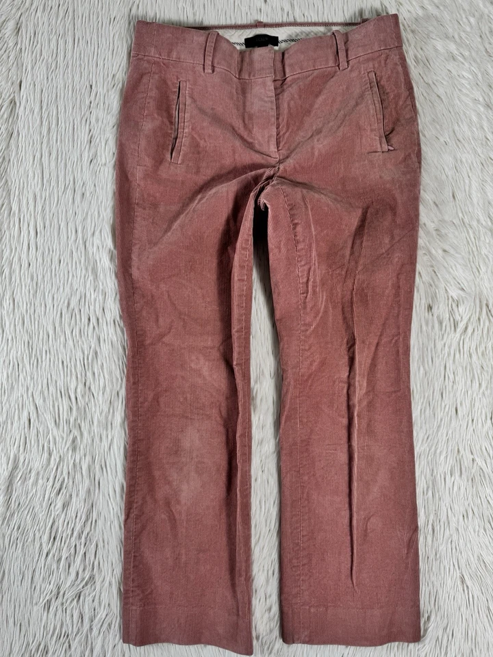 Pantalones de vestir J.Crew rosa frente plano pierna recta pana para mujer talla 2 Foto 3 de 4