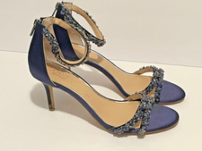Jewel Badgley Mischka Caroline Embellished Strap Evening Shoe Blue/Navy Heels