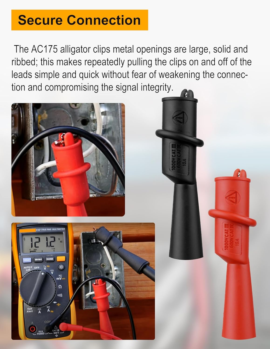 AC175 Threaded Slide-On Alligator Clip Set with Flexible Boots