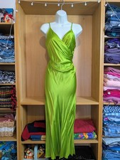 Zara Apple Green Satin Slinky Maxi Strappy Cami Slip Dress XS Prom Party Wedding