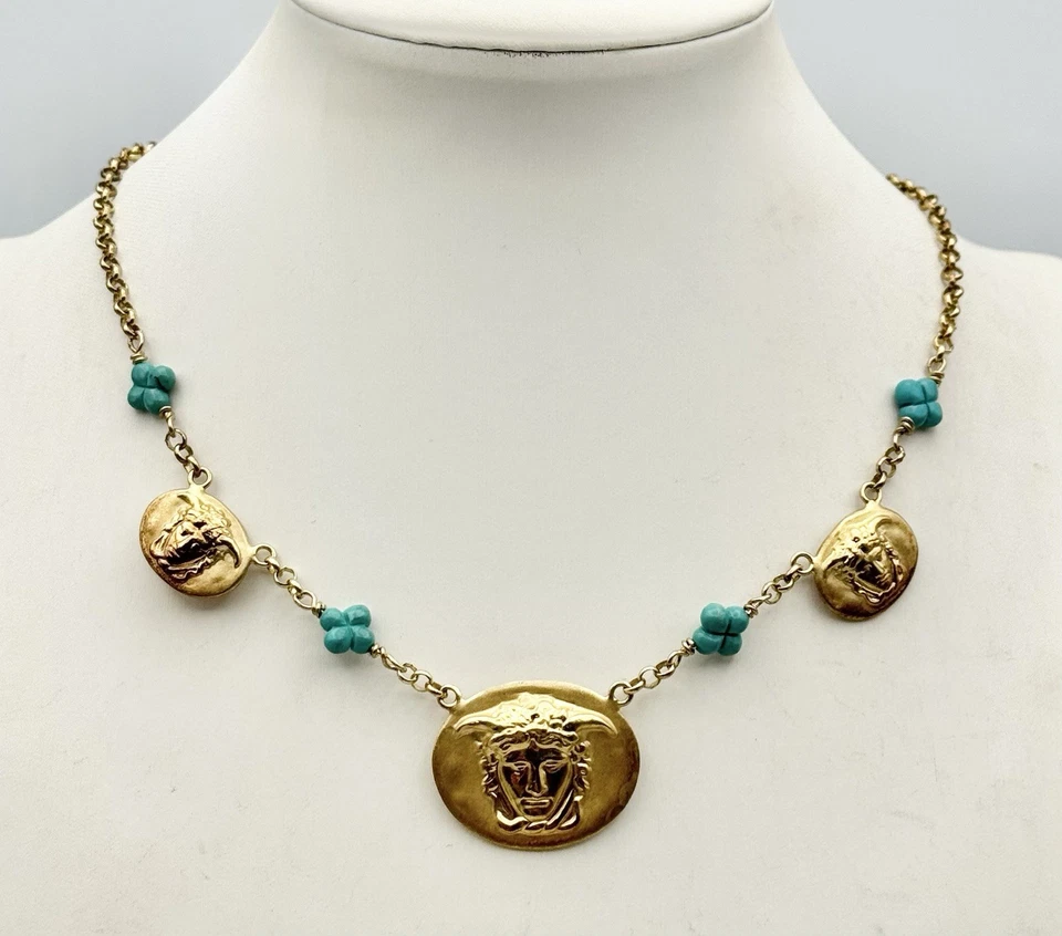 Tagliamonte Sterling Silver .925 Turquoise Medusa Necklace 18” - Image 4 of 4