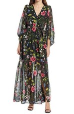 Eliza J EJ0-5966 Surplice Backless Maxi Dress SZ 2 Multicolor