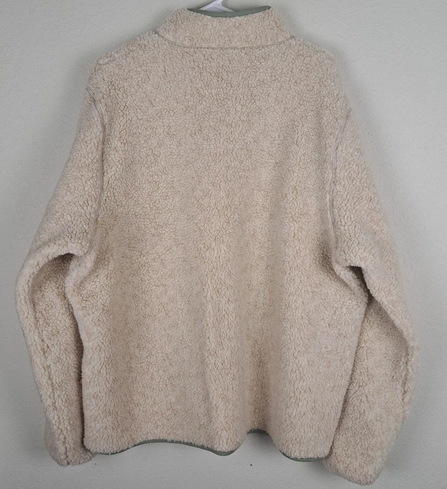 Vellón Sherpa de diseño alpino para hombre cremallera completa color caqui talla XL Foto 2 de 4