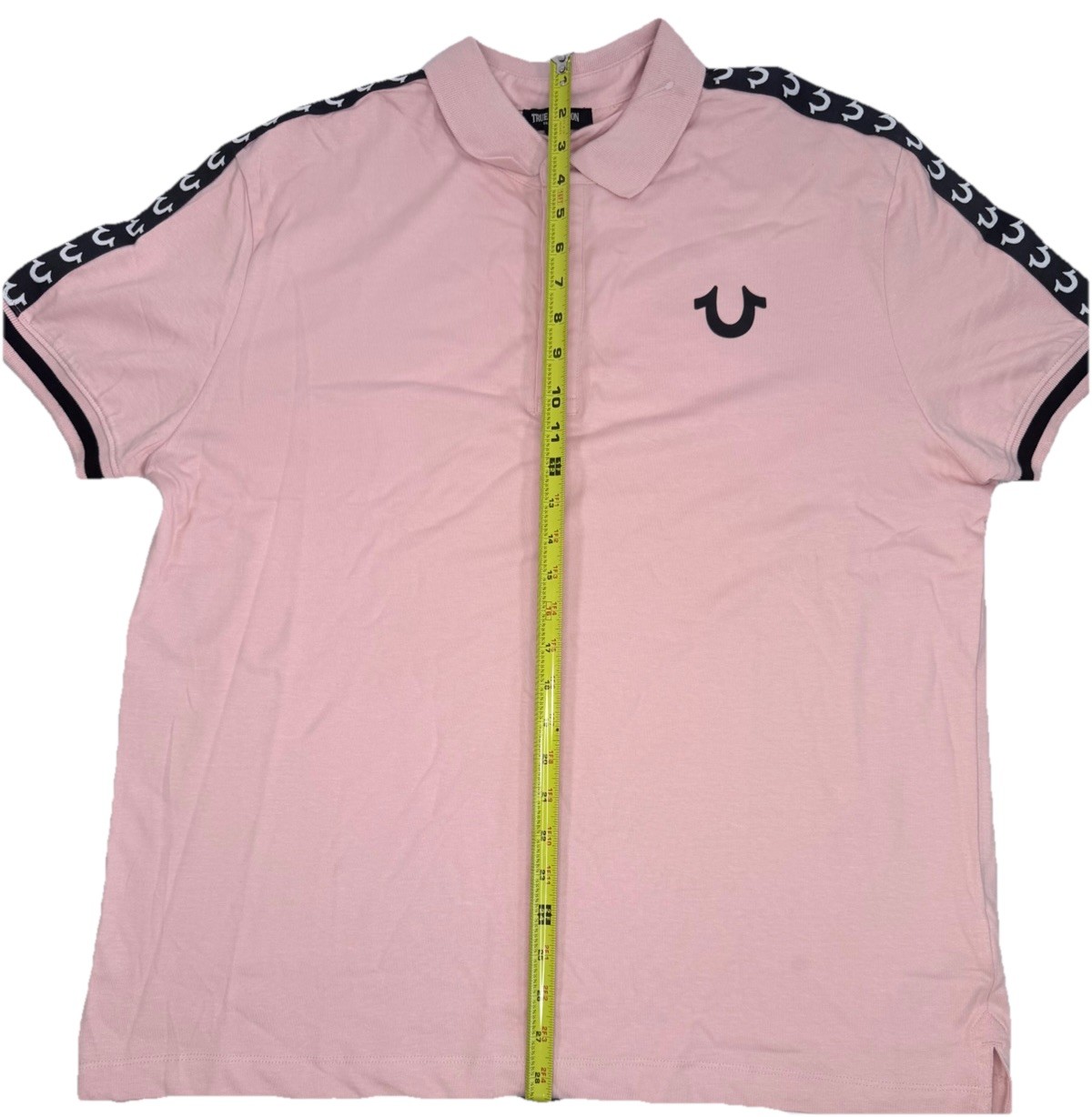 True Religion Men's Logo Trim Short Sleeve Relaxed Polo Shirt Salmon, Size Large thumbnail 2