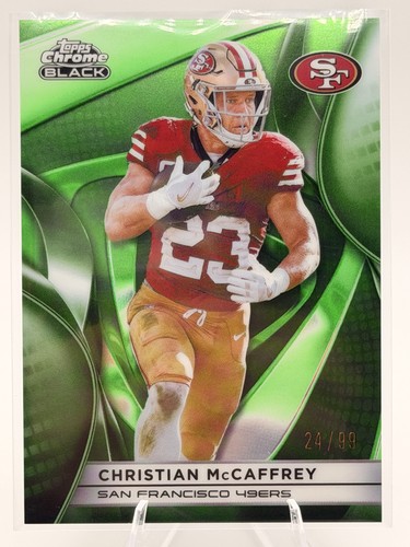 Christian McCaffrey 2025 Topps Chrome Black Green Refractor /99 #88 49ers