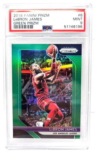 2018 Panini GREEN PRIZM LeBRON JAMES Basketball Card PSA 9 MINT