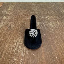 Vintage Estate Sterling Silver White Rhinestone Cluster Cocktail Ring Size 5.75