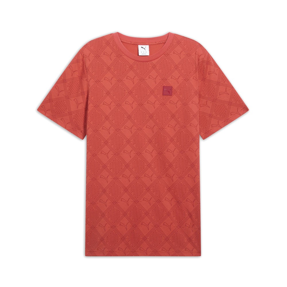 PUMA Essentials Logomania Graphic Crew Neck Short Sleeve T-Shirt Mens Red Casual